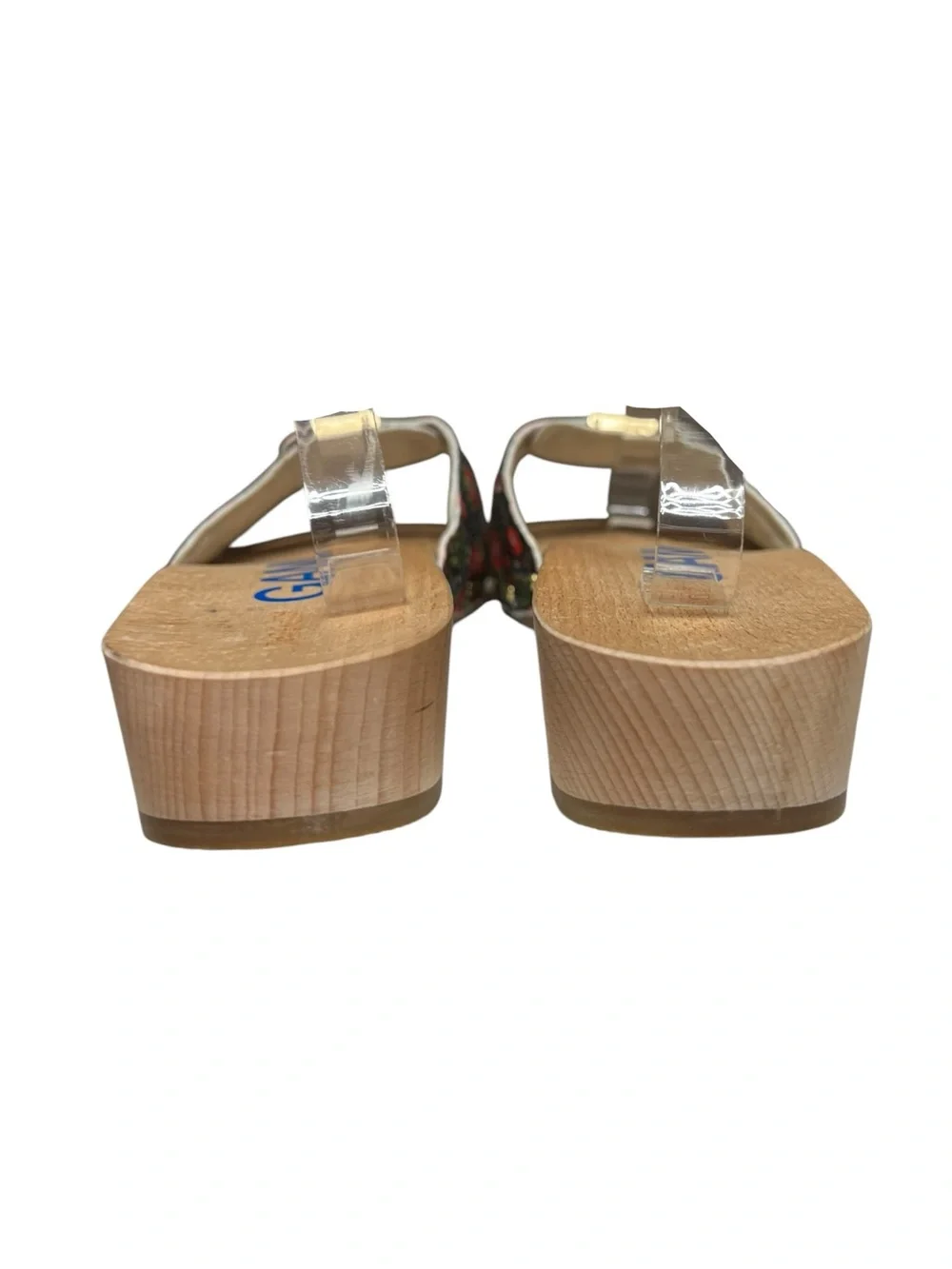 🌻NEW GANNI x Dr. Scholl’s Red Floral Buckle Wooden Clog Slide Sandals Size 10 - Picture 5 of 10